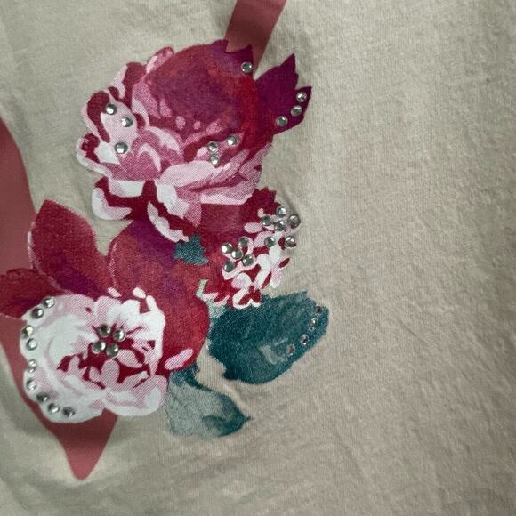 Victorias Secret Rose Floral Print T-Shirt Size Large - Picture 2 of 3